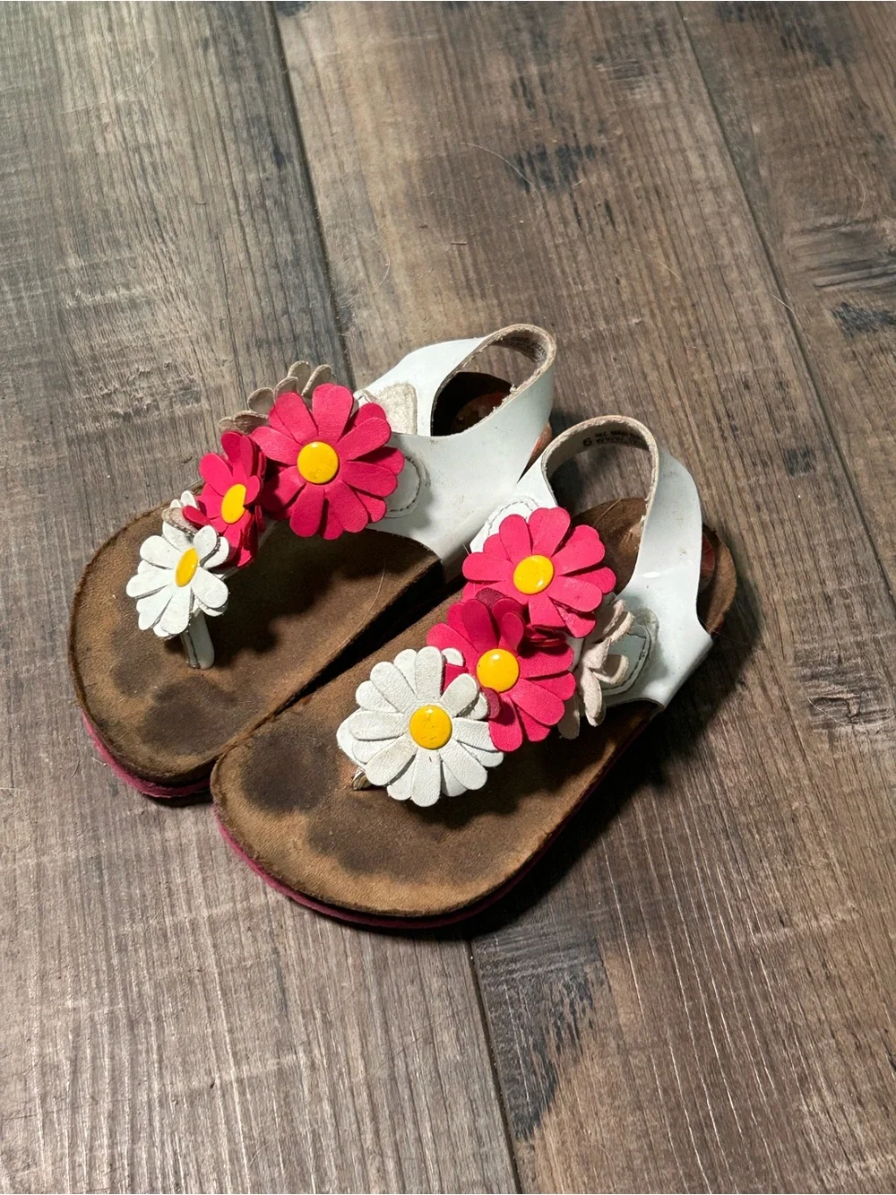 Kids Size 6 Flower Sandals Pink, White and Yellow